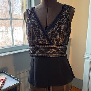 Ann Taylor Black Lace Overlay Tank